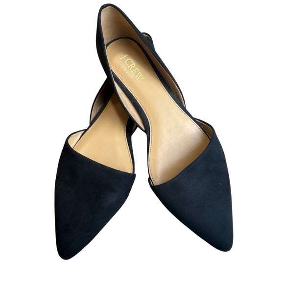 J.Crew Classic Minimalist Black Suede Pointed Toe Flats Size 8.5 - Picture 1 of 12
